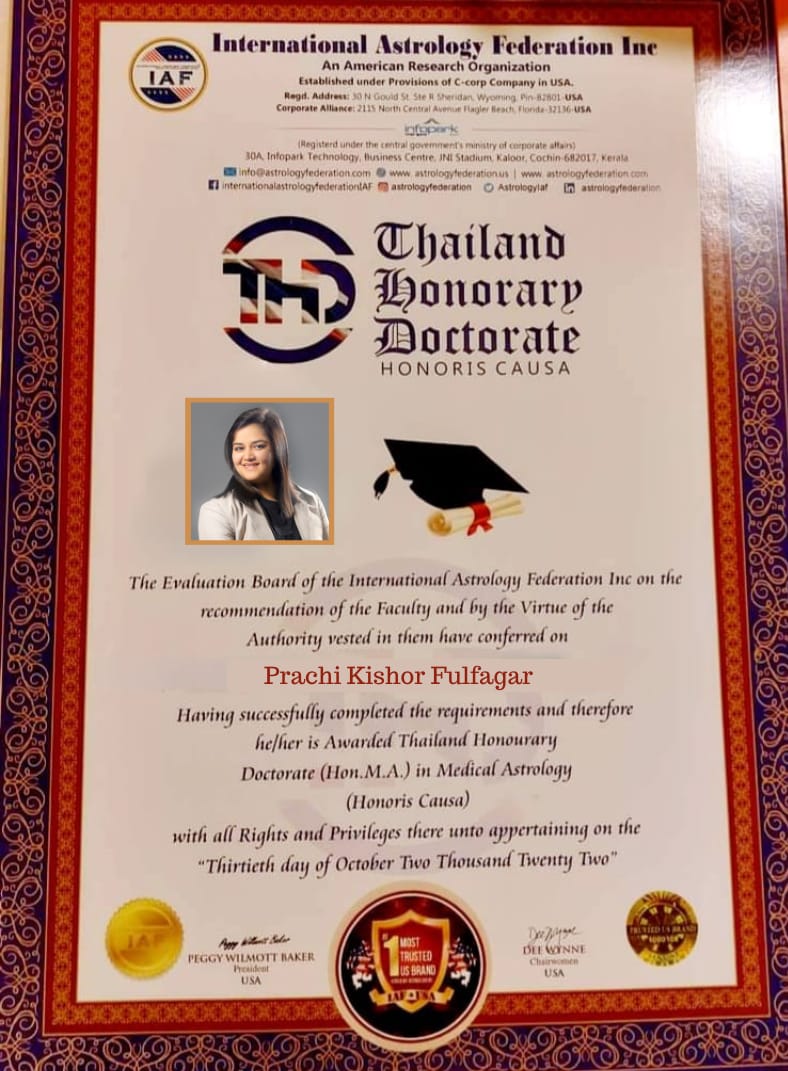 Thailand Honorary Doctorate certificate