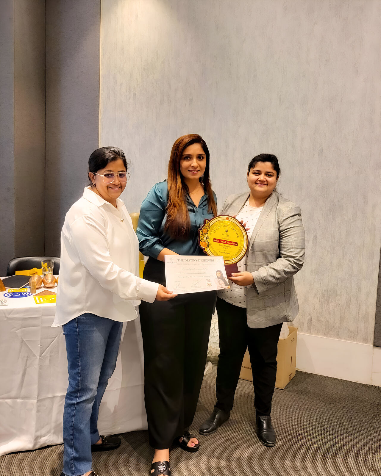 Prachi Fulfagar honouring a Destiny Designers programme graduate