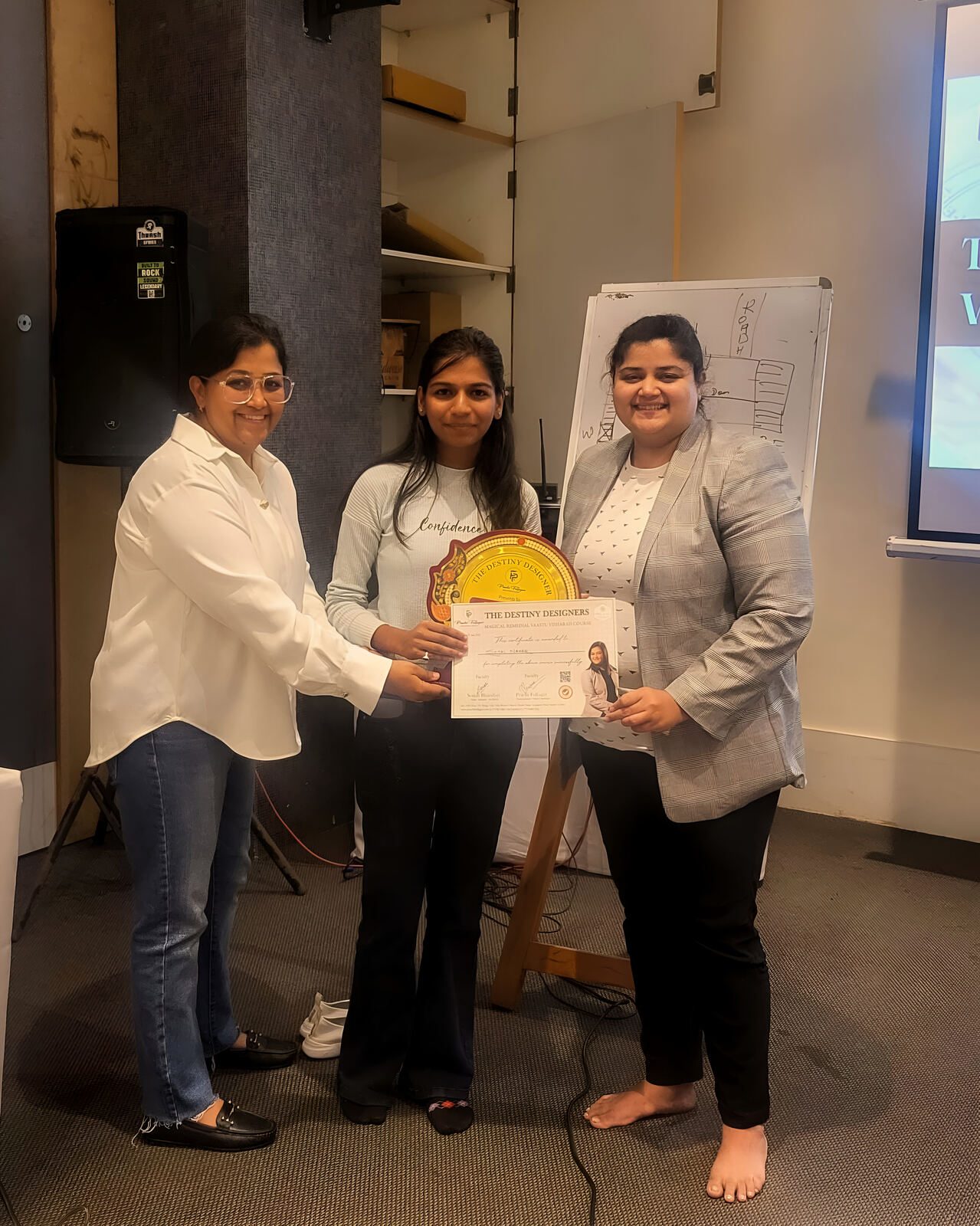 Prachi Fulfagar with clients at a Vastu workshop